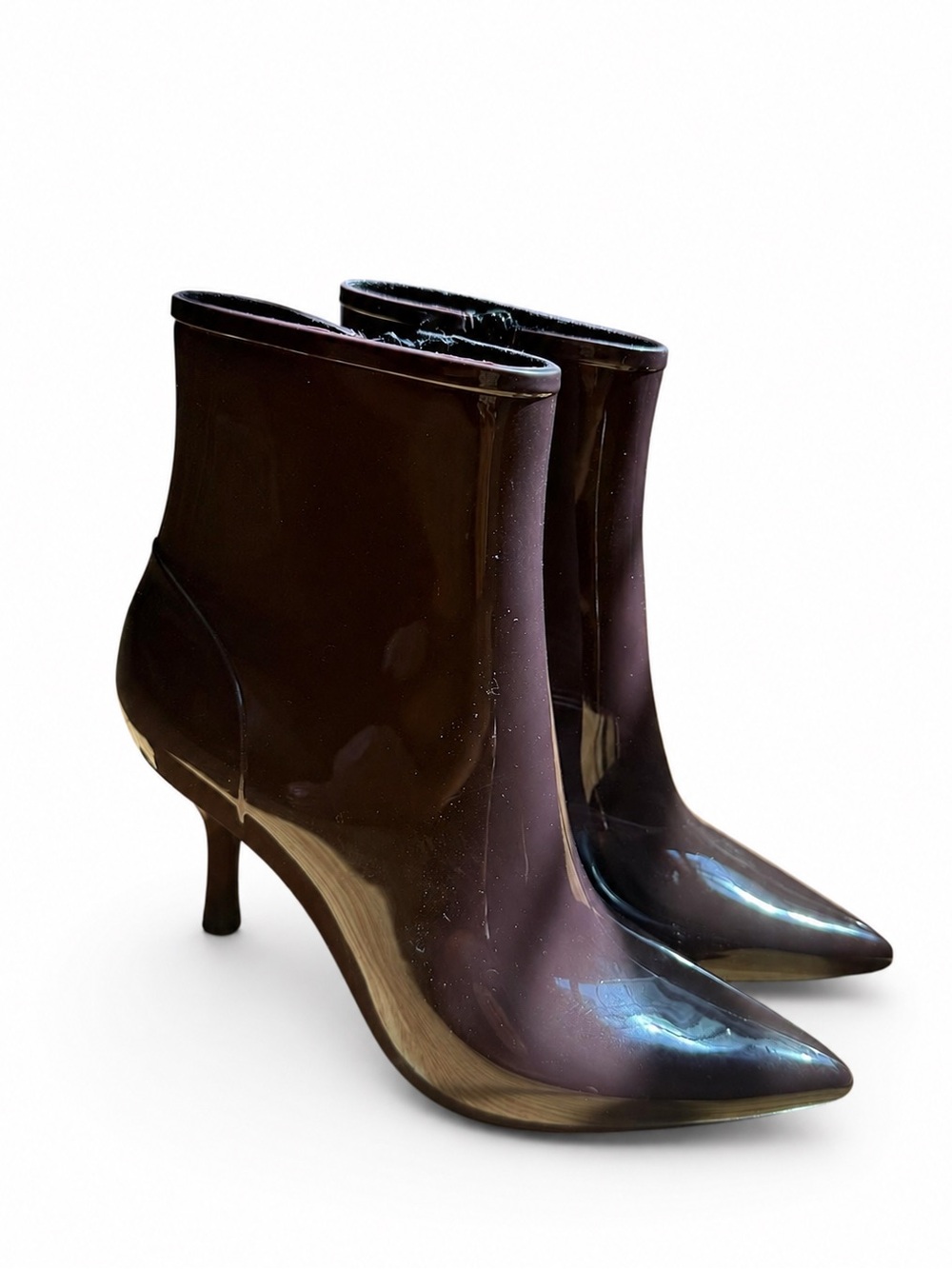 Jeffrey Campbell Burgundy Jelly Pointed-Toe Ankle Boots Size 7 New Without Box